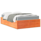 Bed met matras massief grenenhout wasbruin 140x190 cm