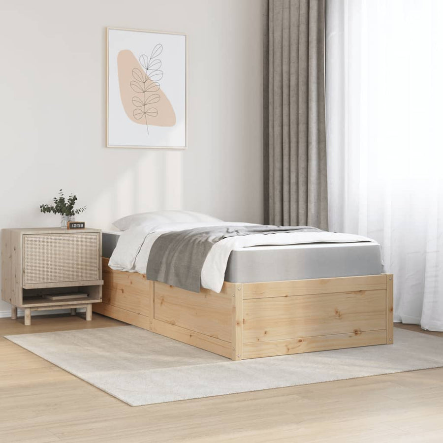 Bed met matras massief grenenhout 90x190 cm
