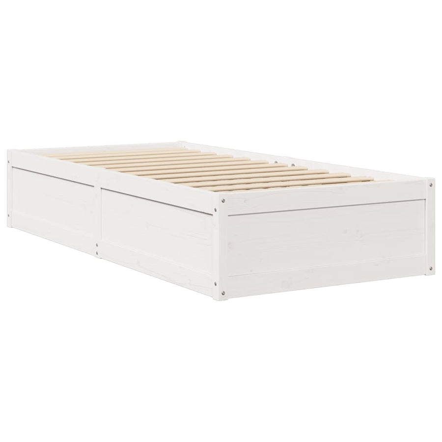 Bed met matras massief grenenhout wit 90x190 cm