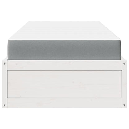 Bed met matras massief grenenhout wit 90x190 cm