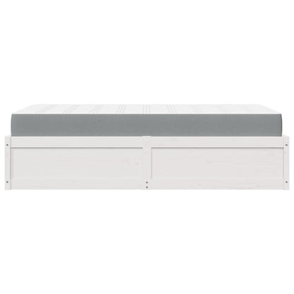 Bed met matras massief grenenhout wit 90x190 cm