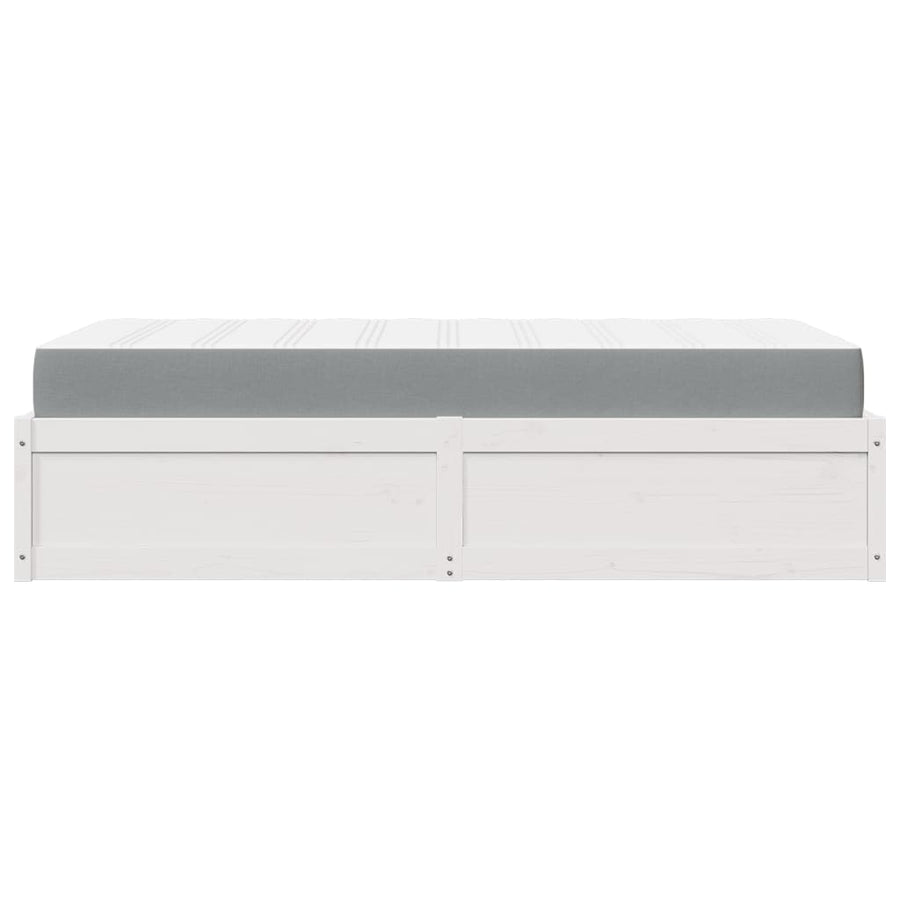 Bed met matras massief grenenhout wit 90x190 cm