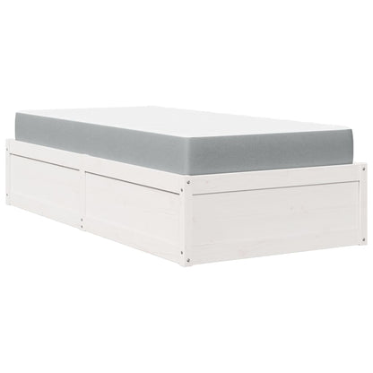 Bed met matras massief grenenhout wit 90x190 cm