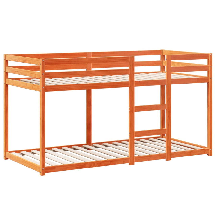 Stapelbed met bedhuis massief grenenhout wasbruin 90x200 cm