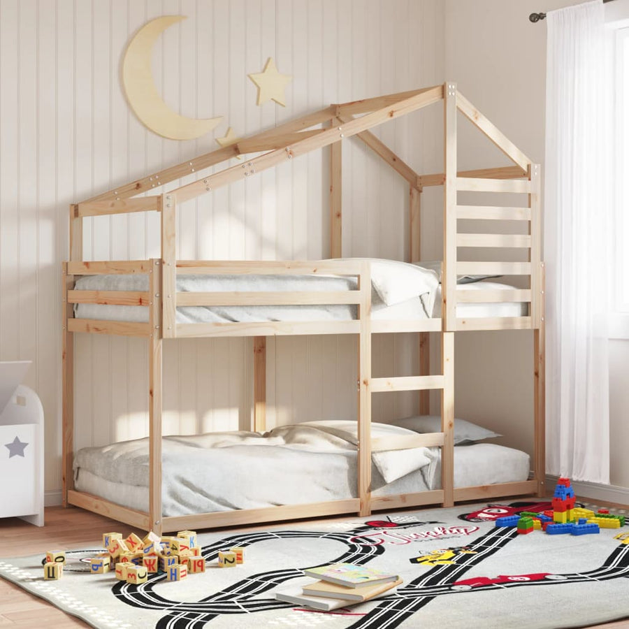 Stapelbedframe zonder matras massief grenenhout 90x190 cm