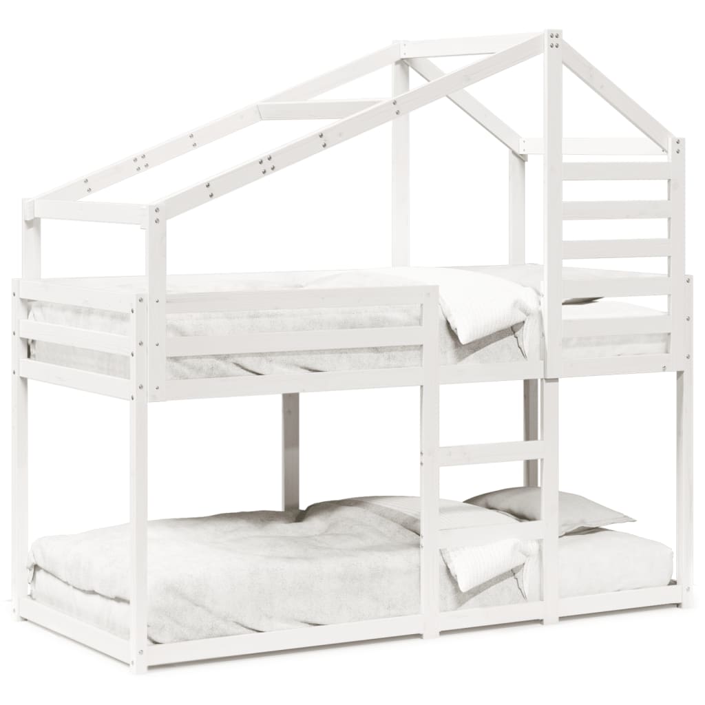 Stapelbed met dak massief grenenhout wit 90x190 cm