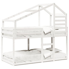 Stapelbed met dak massief grenenhout wit 90x190 cm