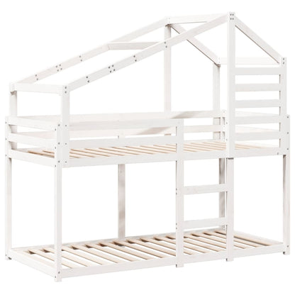 Stapelbed met dak massief grenenhout wit 90x190 cm