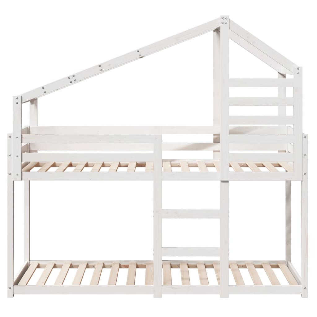 Stapelbed met dak massief grenenhout wit 90x190 cm