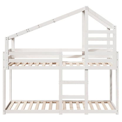 Stapelbed met dak massief grenenhout wit 90x190 cm