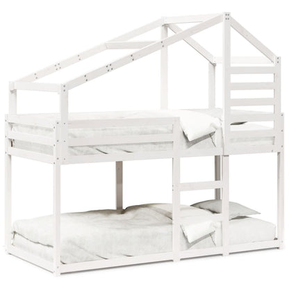 Stapelbed met dak massief grenenhout wit 75x190 cm