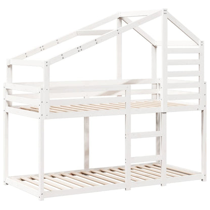 Stapelbed met dak massief grenenhout wit 75x190 cm