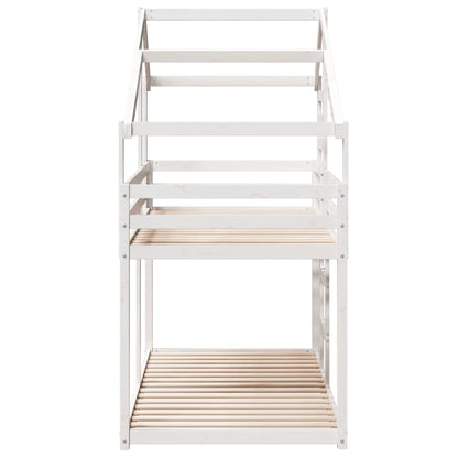 Stapelbed met dak massief grenenhout wit 75x190 cm