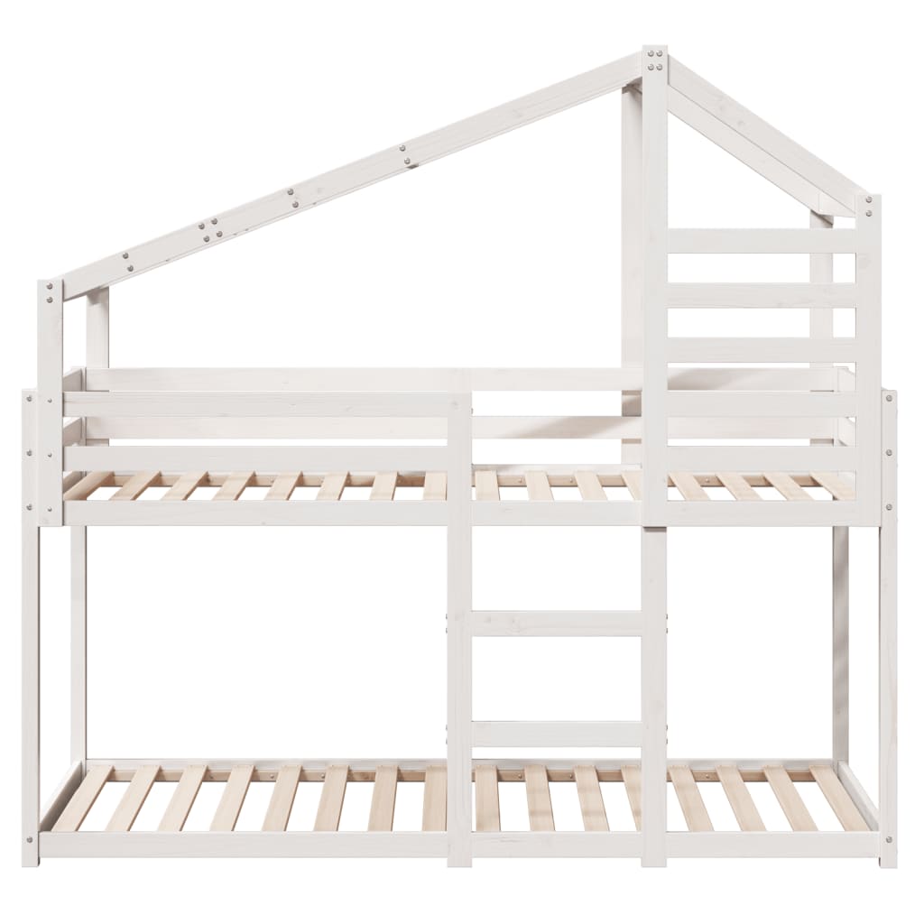 Stapelbed met dak massief grenenhout wit 90x190 cm