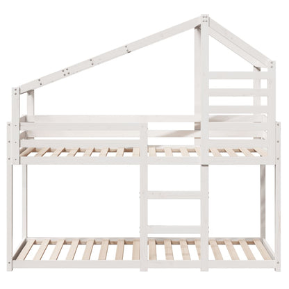 Stapelbed met dak massief grenenhout wit 90x190 cm