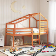 Hoogslaper bedhuis 80x200 cm massief grenenhout wasbruin