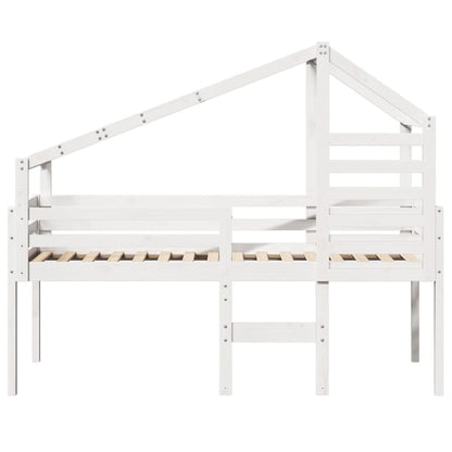 Hoogslaper met dak massief grenenhout wit 90x190 cm