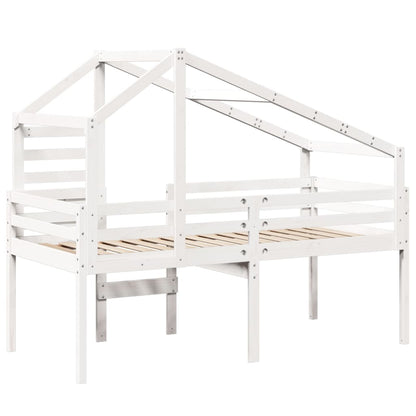 Hoogslaper met dak massief grenenhout wit 90x190 cm