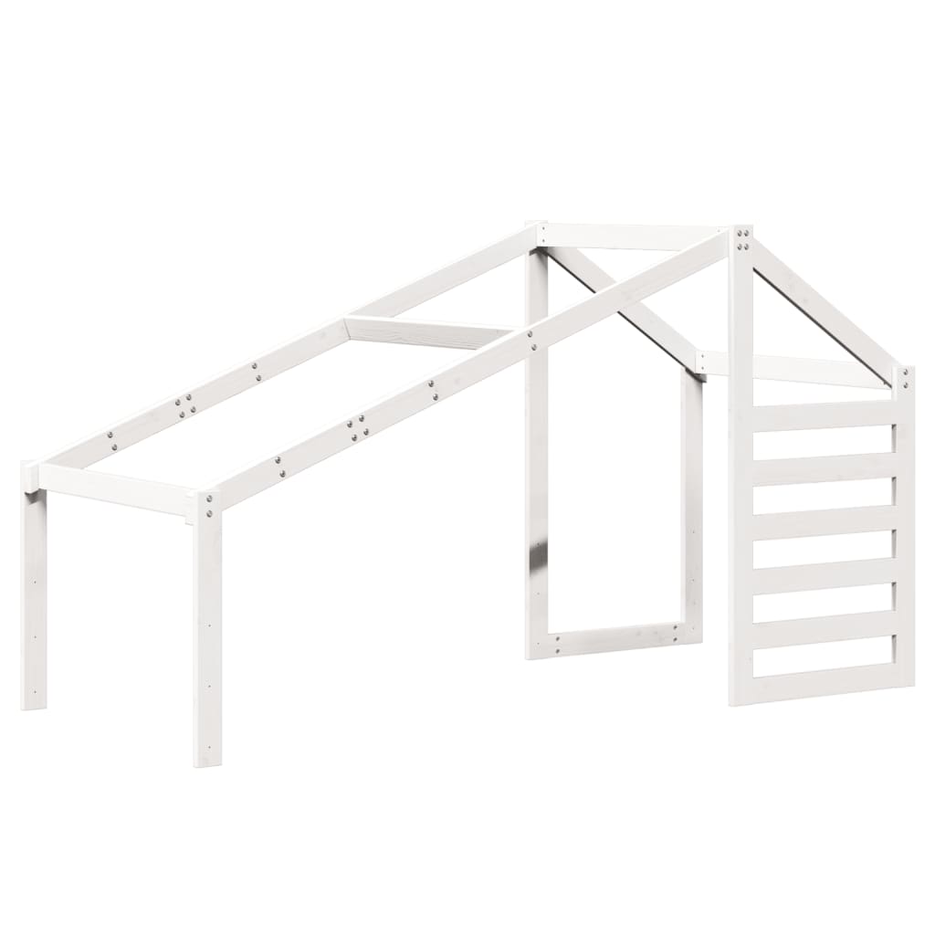 Hoogslaper met dak massief grenenhout wit 90x190 cm