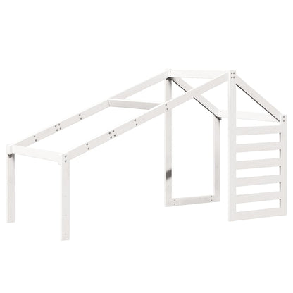 Hoogslaper met dak massief grenenhout wit 90x190 cm