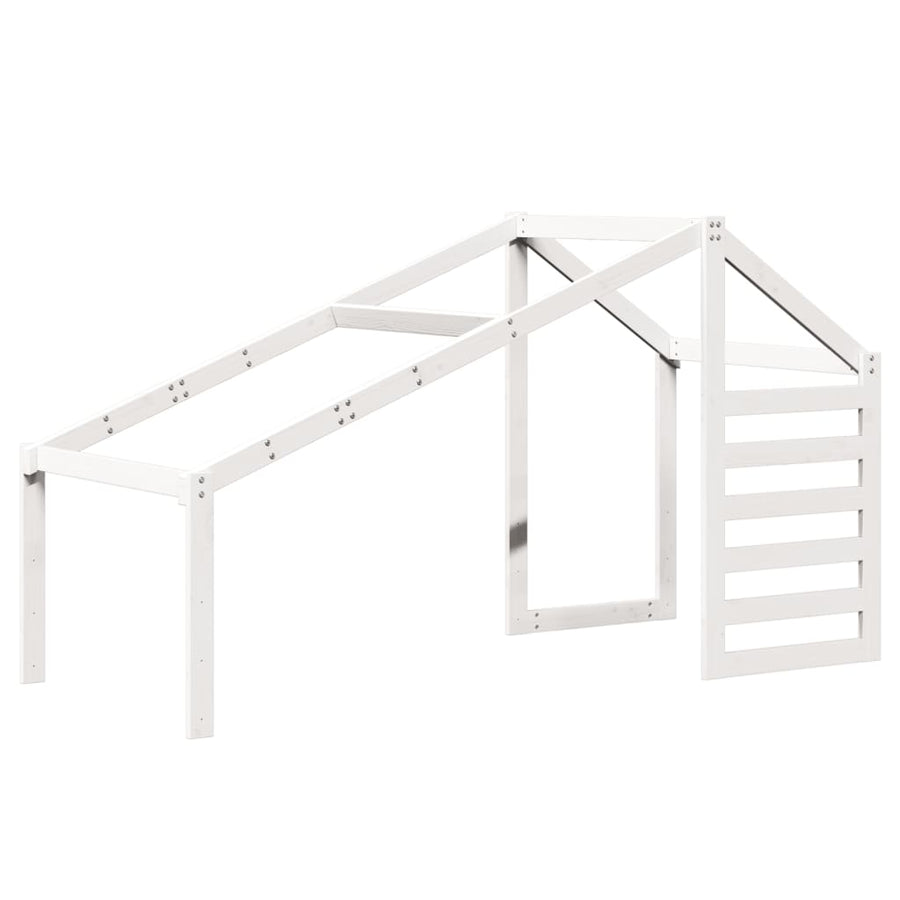Hoogslaper met dak massief grenenhout wit 90x190 cm