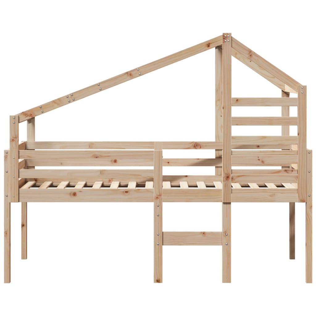 Hoogslaper Met Dak Massief Grenenhout Wasbruin 75 x 190 cm Naturel