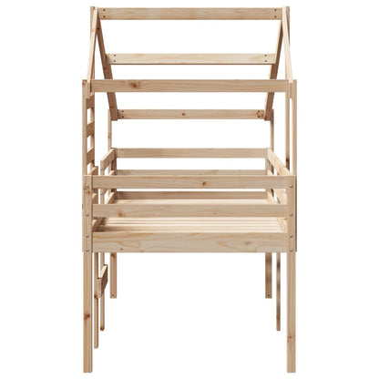 Hoogslaper Met Dak Massief Grenenhout Wasbruin 75 x 190 cm Naturel