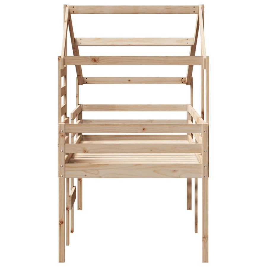 Hoogslaper Met Dak Massief Grenenhout Wasbruin 75 x 190 cm Naturel