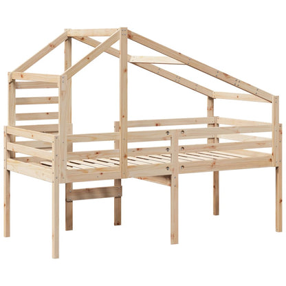Hoogslaper Met Dak Massief Grenenhout Wasbruin 75 x 190 cm Naturel