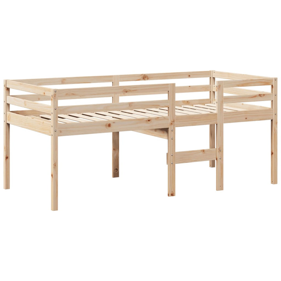 Hoogslaper Met Dak Massief Grenenhout Wasbruin 75 x 190 cm Naturel