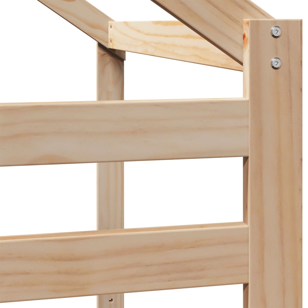 Hoogslaper Met Dak Massief Grenenhout Wasbruin 75 x 190 cm Naturel