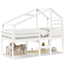 Hoogslaper met bedhuis 75x190 cm massief grenenhout wit