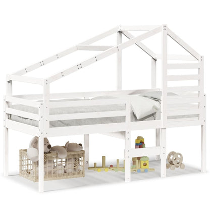 Hoogslaper met bedhuis 75x190 cm massief grenenhout wit