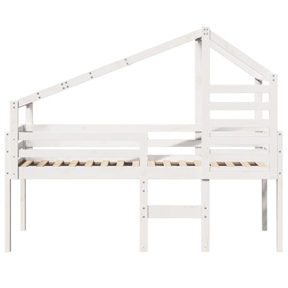 Hoogslaper met bedhuis 75x190 cm massief grenenhout wit