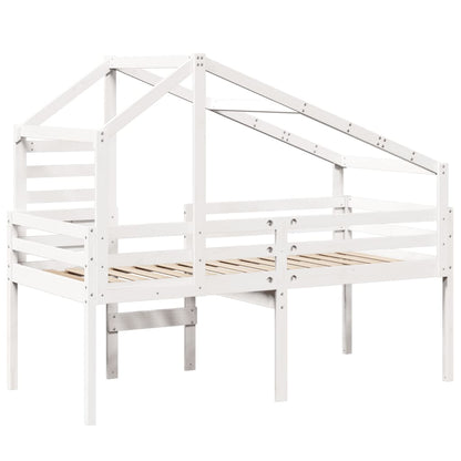 Hoogslaper met bedhuis 75x190 cm massief grenenhout wit