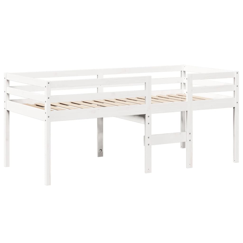 Hoogslaper met bedhuis 75x190 cm massief grenenhout wit