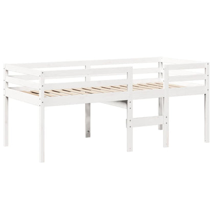 Hoogslaper met bedhuis 75x190 cm massief grenenhout wit