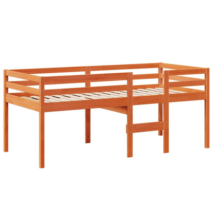Hoogslaper met dak massief grenenhout wasbruin 75x190 cm