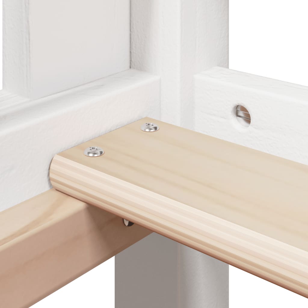 Halfhoogslaper met ladder en bedhuis grenenhout wit 90x190 cm