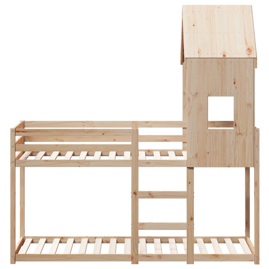 Stapelbed met dak massief grenenhout 80x200 cm