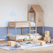 Stapelbed massief grenenhout 80x200 cm met dak