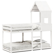 Stapelbed massief grenenhout wit 90x200 cm met dak