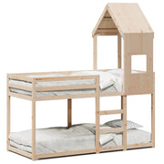 Stapelbed massief grenenhout 90x190 cm met dak