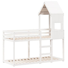 Stapelbed met dak massief grenenhout wit 90x190 cm