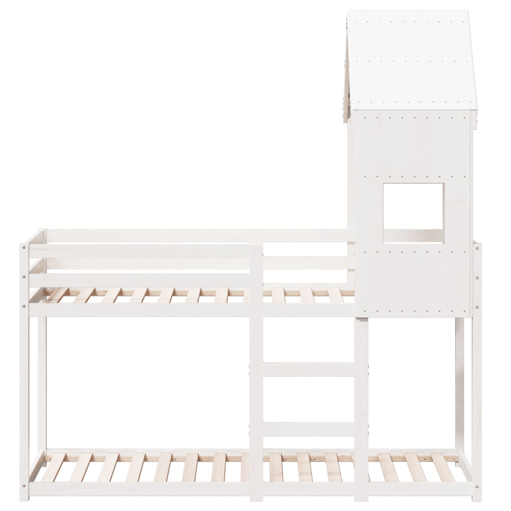Stapelbed met dak massief grenenhout wit 90x190 cm