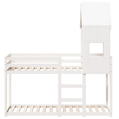Stapelbed met dak massief grenenhout wit 90x190 cm
