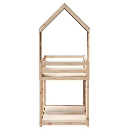 Stapelbed 75x190 cm met dak massief grenenhout