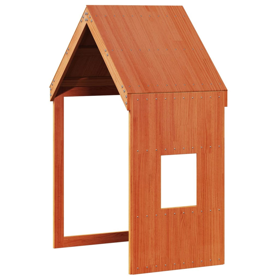 Hoogslaper met bedhuis massief grenenhout wasbruin 80x200 cm
