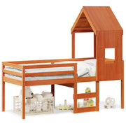 Hoogslaper bedhuis massief grenenhout wasbruin 80x200 cm