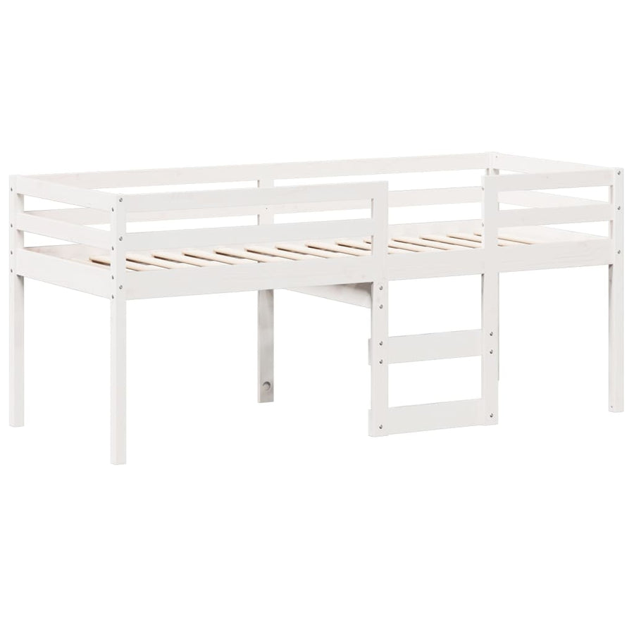 Hoogslaper met huisje 75x190 cm massief grenenhout wit